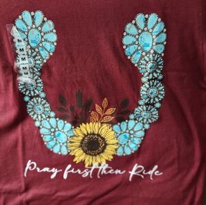 Pray First Then Ride With Turquoise Horseshoe